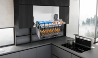 Galaxy besi tahan karat kabinet tarik pengangkat Modern keranjang logam Lift penyimpanan nyaman Platform tarik untuk dapur