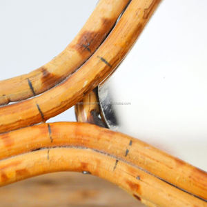 Espejo cosmético de mano de estilo bohemio de ratán natural vintage al por mayor, acabado en bronce, características personalizadas - Product Image 5