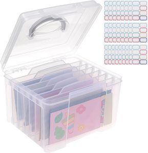 Boîte de rangement transparente pour photos, organisateur de cartes à 6 compartiments, bac d'archives en PP pour cartes de vœux, albums de scrapbooking et travaux manuels - Product Image 3