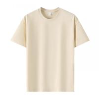 Kaos oblong katun Sorona poliester rajutan 210g 40s, bahan lembut, bahu regular, lengan pendek, logo custom