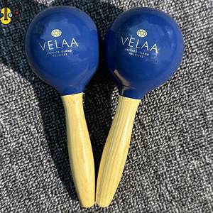 <span class=keywords><strong>Maracas</strong></span> en bois, instrument de percussion musical d'église, avec logo imprimé sur la tête peinte en bleu, bruit de grelot, <span class=keywords><strong>prix</strong></span> - Product Image 1