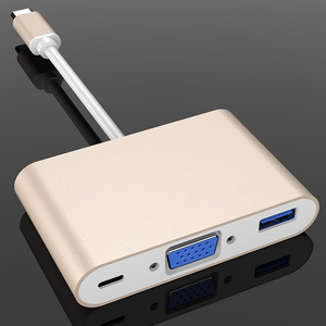 อะแดปเตอร์แปลง USB 3.0 Type C เป็น VGA 3 in 1 ฮับ USB พร้อมพอร์ตชาร์จ PD สำหรับ <span class=keywords><strong>Apple</strong></span> Macbook <span class=keywords><strong>Chromebook</strong></span> แล็ปท็อป โปรเจคเตอร์ - Product Image 4