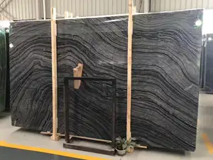 SHIHUI A-Klasse China Lieferung Innenwand Boden individualisierte Fliesene Übereinstimmung exotische beliebte schwarze antike Holzader Marmorplatte