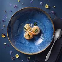 Vente en gros directe d'usine, bols à soupe en céramique écologique, ensembles de vaisselle pour nouilles, bols à salade en porcelaine bleue