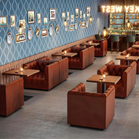 Ensemble de mobilier de restaurant moderne en cuir : table, chaises et banquette