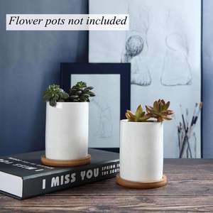 Soucoupe ronde en bambou pour plantes Conception de bord Matériau durable polyvalent Robustesse Durabilité Plateau pour plantes d'intérieur et d'extérieur - Product Image 5