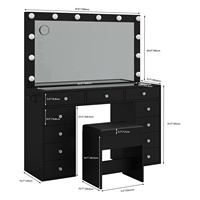 Meuble de chambre à coucher en bois avec miroir LED et tiroirs, style européen, design moderne