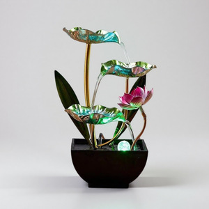 Quanfangyuan Lotus Water Feature With Backlight <b>Electric</b> Indoor Decor For Home Office Tea <b>Table</b> - Product Image 2