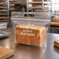 Bolsa de Embalaje de Plástico Transparente con Cierre Hermético, Bolsa Personalizada para Pan Tostado con Asa de Transporte para Panadería