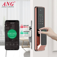 Serrure de porte intelligente en verre courbé ANG avec caméra, alimentation par piles AA, serrure de porte en bois intelligente compatible avec Tuya Wifi Remote