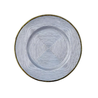 Assiettes de présentation décoratives en verre or rose de 13 pouces, rondes et rayées, pour mariage, vente en gros