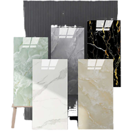 Feuille de marbre PVC enduit UV pour l'intérieur, panneau de marbre PVC pour salle de bain, conception en pierre naturelle PVC pour fond TV