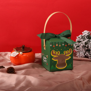 Weihnachtsgeschenkbox mit Griff, Transparentes Fenster Weihnachts-Apfel-Süßigkeiten-Box Festliche Verpackung - Product Image 5