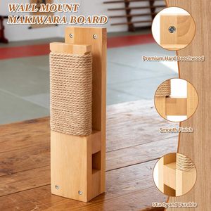 Tabla de entrenamiento de boxeo de madera maciza para montar en la pared con cuerda de cáñamo envuelta, equipo duradero de artes marciales para practicar. - Product Image 2
