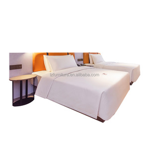 Custom Contemporary Hotel Guest Room Set King Bed with Upholstered <b>Headboard</b> Wood Nightstand Shelf Youth Hotel Project Furniture - Product Image 3
