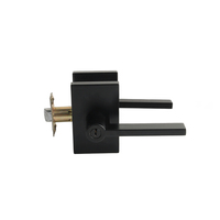 Ensemble de poignées de porte à levier noir mat avec serrure à clé et rosette carrée pour porte d'entrée principale en bois – Vente en gros
