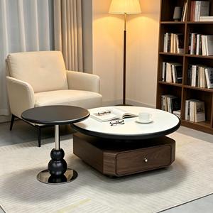 Modern Farmhouse Wooden Movable Coffee <b>Table</b> Set Round with Glass Top for Living Room Light Luxury High-<b>end</b> and <b>Storage</b> - Product Image 1