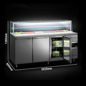 GGM Gastro Saladette PREMIUM - 2020 mm - 3 portes - avec dessus en verre pour 5x GN 1/1 & 1x GN 2/4 & 1 étagère - Product Image 2