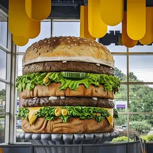 Sıcak satış restoran dekorasyon reçine heykeli büyük Hamburger fiberglas heykel