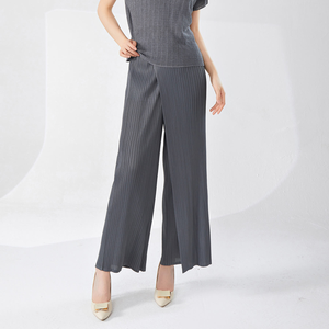 Pantalones Anchos Plisados de Estilo Coreano PY, Casuales, Transpirables, Talla Grande, para Mujer, Cintura Elástica de Alta Calidad, Abertura Lateral, Venta al Por Mayor - Product Image 2