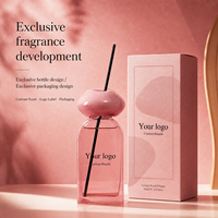 Diffuseur de parfum en verre sphérique rose personnalisé 50 ml, parfum de rose, conteneur d'arôme, emballage à marque privée pour les marques de décoration intérieure