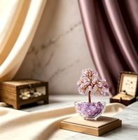 Cadeau spirituel unique en son genre, arbre en cristal d'améthyste et de citrine coloré, fait main, pour l'équilibre énergétique et la prospérité
