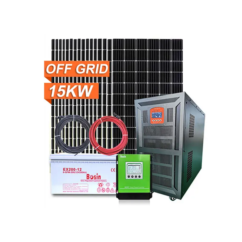 Sistema de energía Solar sin conexión a la red para el hogar, inversor de 5kw, 10kw y 20kw