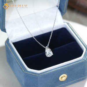 Collier pendentif en or blanc 10K avec diamant taille poire Goldleaf, chaîne à maillons, sertissage griffe, classique, cadeau de fiançailles pour femme, bijoux de fête - Product Image 6