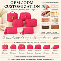 Pochette cosmétique en cuir PU tissé rose vif, sac à maquillage personnalisé avec logo, trousse de toilette de voyage, vente en gros, fabricant OEM