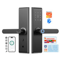 Kunci Pintu Pintar Digital Biometrik Sidik Jari Elektrik WiFi Tuya TTlock APP Tanpa Kunci Khusus untuk Rumah Bar PC 6068 5050 Mortise