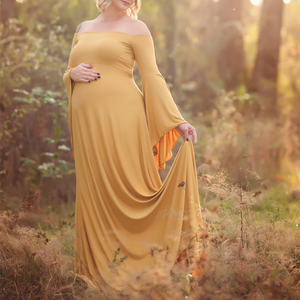 Vestidos de Maternidad para Mujeres Embarazadas, Nuevo Estilo 2026, <span class=keywords><strong>Vestido</strong></span> de Maternidad Largo hasta el Suelo con Hombros Descubiertos para Fotografía, Talla Grande - Product Image 3