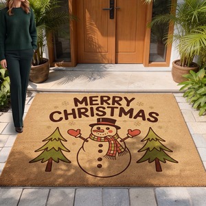 Paillasson de Noël Cangming en imitation fibre de coco, lavable, antidérapant, pour porte d'entrée, avec motif Joyeux Noël - Product Image 4