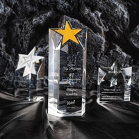 Trophée en verre optique K9 gravé, motif étoile classique, pour récompenses honorifiques, colonne gravée au laser, accessoire de décoration de bureau