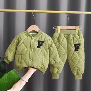 면 투피스 아기 소년 캐주얼 유아 어린이 데일리 의류 세트 두꺼운 따뜻한 어린이 운동복 겨울 의류 - Product Image 6