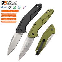 Couteau de poche pliable tactique de survie pour la chasse, le camping et les activités de plein air, avec lame en acier D2 OEM, manche en aluminium et clip.