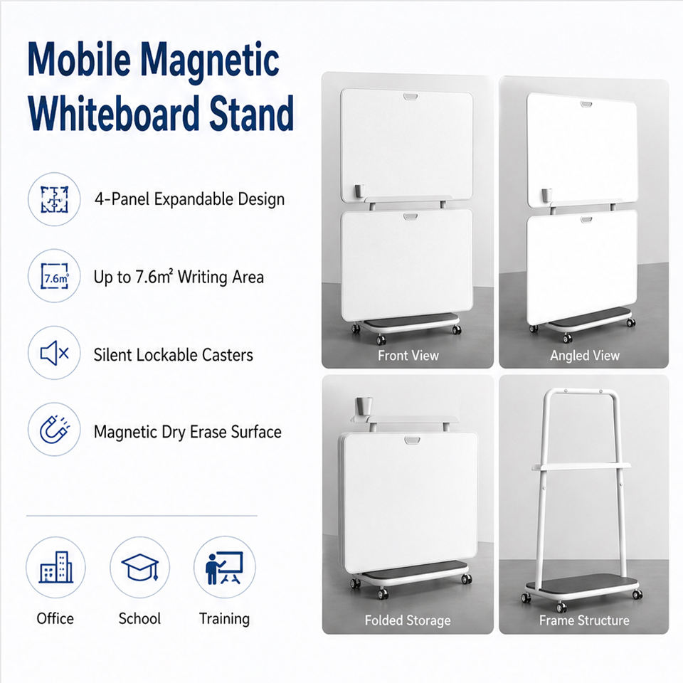 Flip Chart Easel Training Board Office School Rolling Stand Expandable ...
