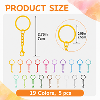 Porte-clés Rond Couleur Bonbon Tendance avec Anneaux Découpés et Fermoir Chaîne en Gros pour Breloques de Sac DIY, Cordons et Accessoires Porte-clés