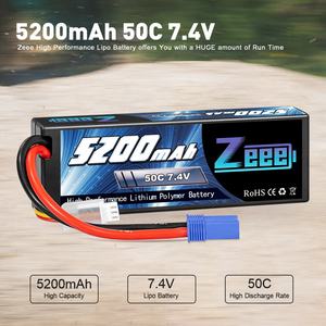 ZEEE 7.4V 50C 5200mAh 2s Lipo电池硬外壳，带EC5插头，用于RC Evader BX汽车卡车Truggy越野车坦克 - Product Image 5