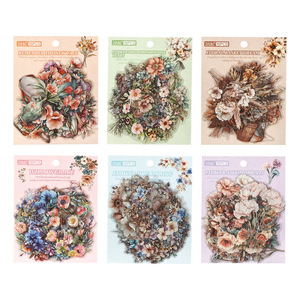 15 Stickers Per Pack Retro Floral Series Handbook Stickers Kids' Stickers Decals Handbook Supplies - Product Image 5