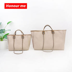 Bolsos Tote de Lona para Mujer, Bolso de Mano Elegante con Cadena para Verano y Otoño, Bolso de Playa - Product Image 4