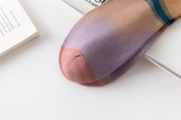 Chaussettes d'hiver chaudes pour femmes, style standard, 100 % coton, longueur mi-mollet, motif géométrique contrastant, bordure tricotée