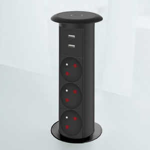 Enchufe Eléctrico Motorizado Retráctil Estándar Francés <span class=keywords><strong>de</strong></span> 65 mm, Enchufe <span class=keywords><strong>de</strong></span> Escritorio Empotrado Oculto con USB para el Hogar, Cocina y Oficina - Product Image 1