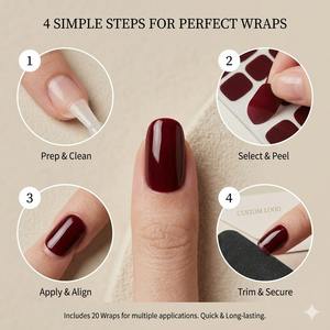 Prix <span class=keywords><strong>de</strong></span> gros : Wraps d'ongles en gel sans UV, rouge <span class=keywords><strong>bordeaux</strong></span> profond, ultra-brillants, sans toxines, tenue 14 jours, qualité salon, pour marques <span class=keywords><strong>de</strong></span> <span class=keywords><strong>beauté</strong></span> - Product Image 2