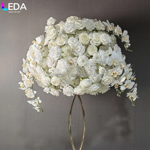 LEDA Promotion Exceptionnelle : Grande Boule de Fleurs Artificielles Décoratives en Soie Blanche de 80 cm, Rose Faite à la Main pour Table de Mariage - Product Image 1