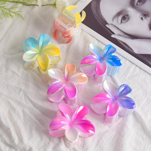 BPhne جديد رائج البيع إكسسوارات شعر للنساء والفتيات Plumeria ABS هاواي حساسة التدرج لون زهرة مقاطع - Product Image 2