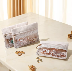 Defsedar 20 sacs de voyage rectangulaires portables pour bijoux et organiseurs, sacs de rangement transparents en velours avec fermeture éclair, 10x7,5 cm, cadeau de voyage - Product Image 2