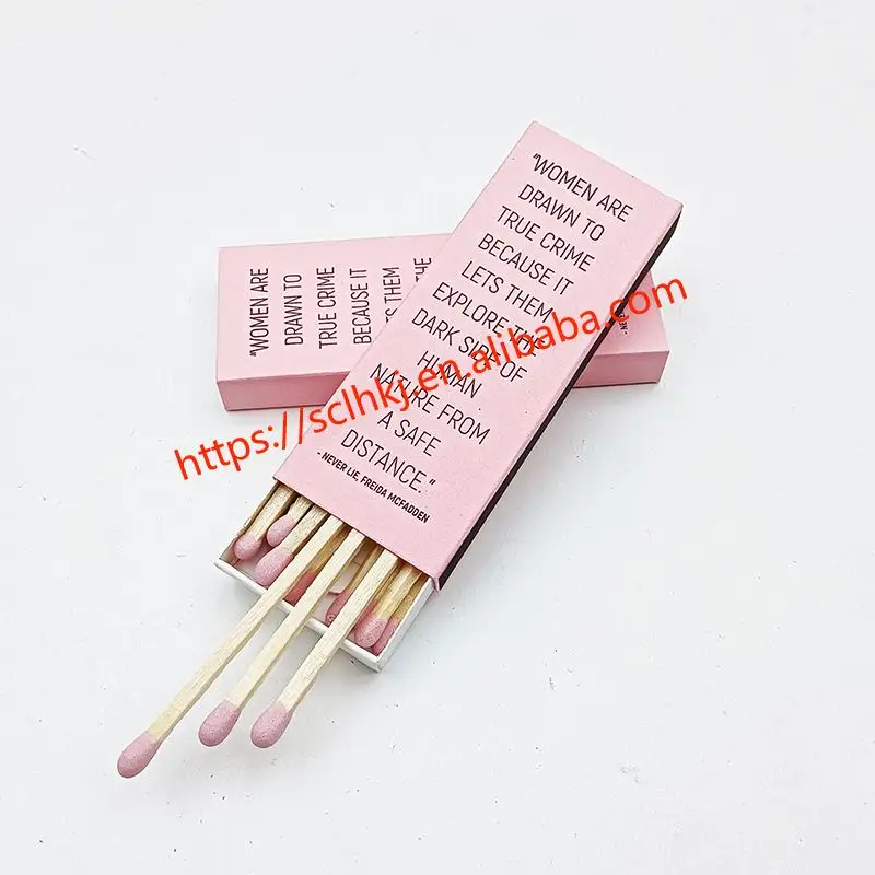 Customized Logo Aromatherapy Candle Promotion Pink Matches In Pink Box Matches Cheap High Quality Wooden Stem Long Matches
