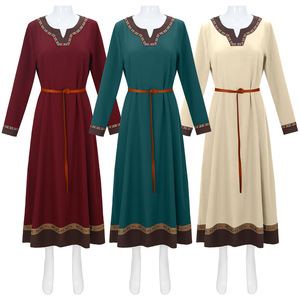 Nouvelle robe médiévale <span class=keywords><strong>viking</strong></span> pour <span class=keywords><strong>femme</strong></span>, robe paysanne Renaissance pour <span class=keywords><strong>Halloween</strong></span>, style ethnique rural vintage, robe longue pour spectacle sur scène - Product Image 1