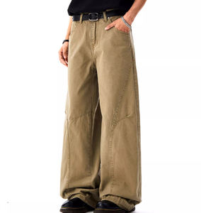 Pantalons de streetwear de haute qualité, design lourd, décontractés, coupe ample, patchwork, pattes d'éléphant, logo personnalisé, pantalons pour hommes - Product Image 2