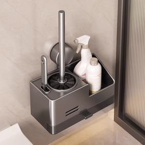 Toilet Brush Holder Wall Mounted Stainless Steel Rectangular Minimalist Design Easy To Clean For Bathroom - Product Image 1